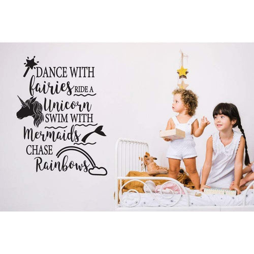 Mermaid Unicorn Nursery Wall Sticker Quote