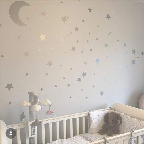 Moon &  Silver Stars Nursery Wall Stickers