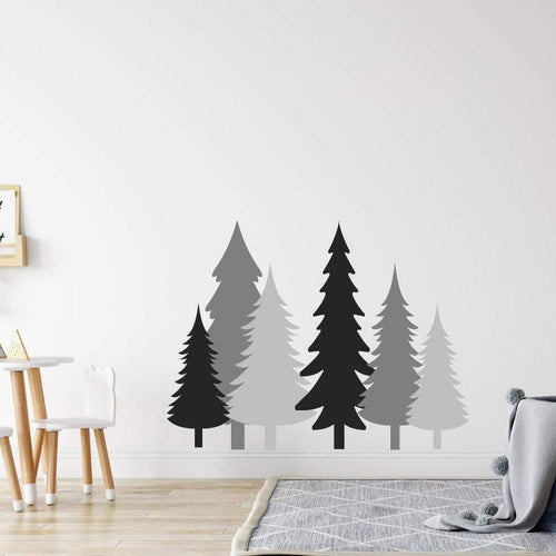 Multicolour Pine Tree Set Of 6 Wall Stickers