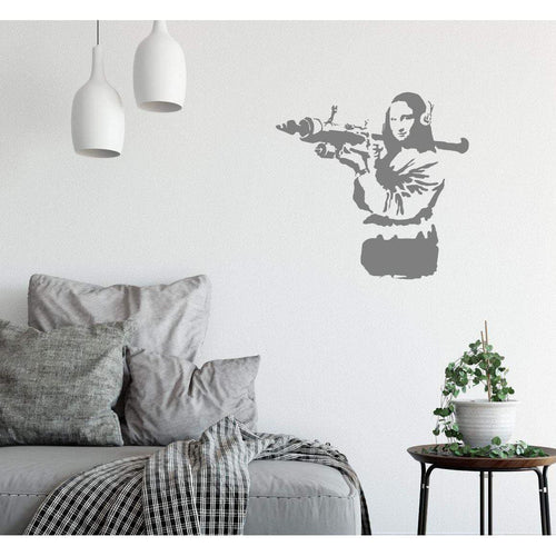 Banksy Wall Sticker Mona Lisa With Rocket Launcher