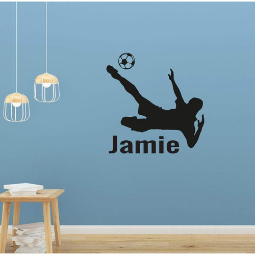 Boys Personalised Name Wall Sticker Football Kick