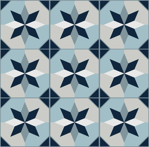 Blue Abstract Tile Stickers Pack (16 Pack)