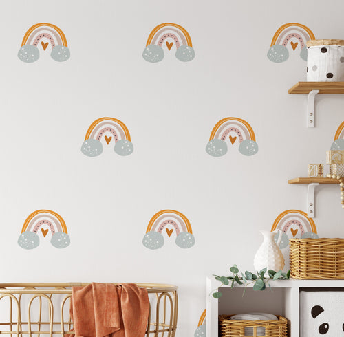 16 Large Boho With Heart & Clouds Wall Stickers