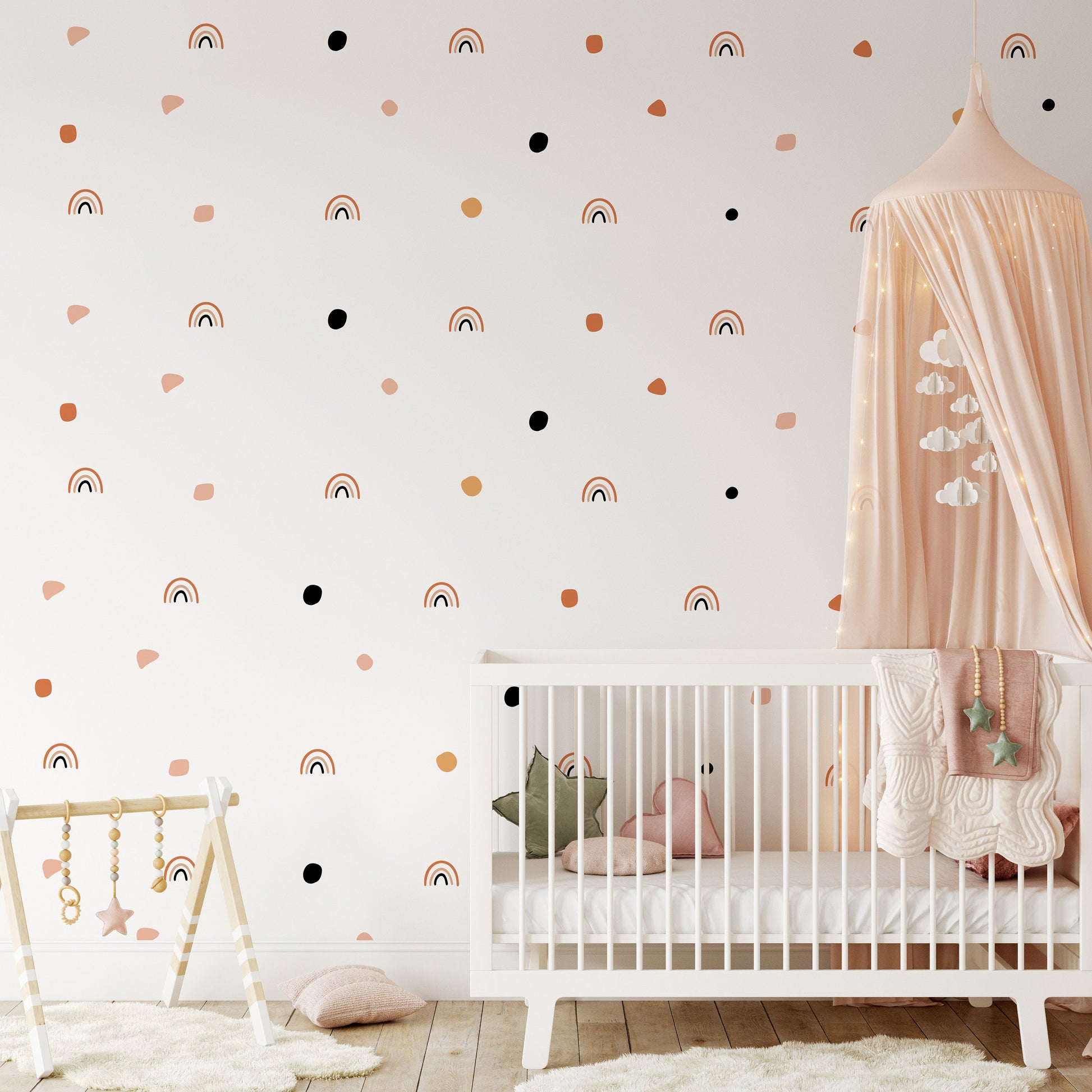 Cute Boho Colour Rainbow Wall Decals For Nursery Removable Wall Decor Chic Pastel Stickers For Walls