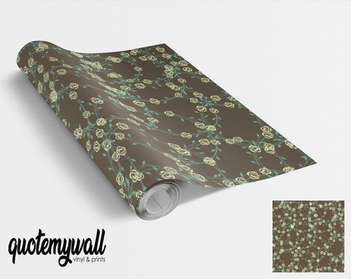 Dark Green Vine Floral Furniture/Window Vinyl Wrap