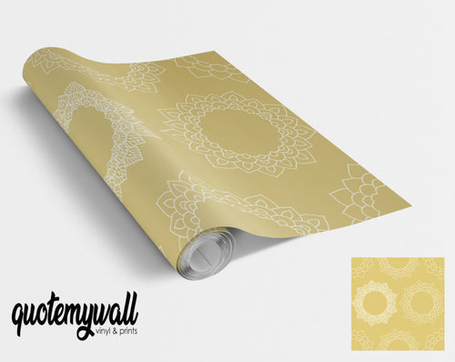 Dark Yellow Mandala Pattern Vinyl Furniture Wrap