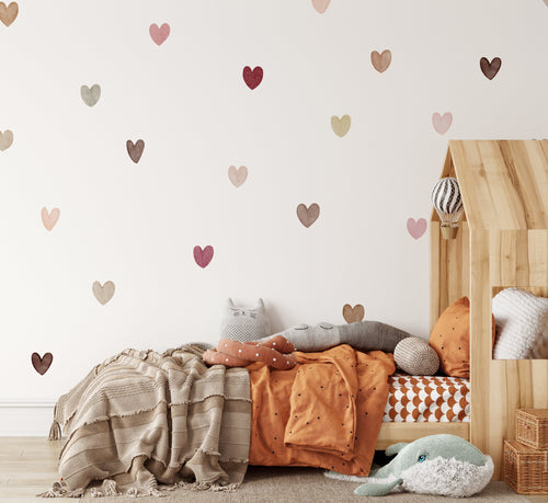 Boho Rustic Hearts Childrens Wall Stickers