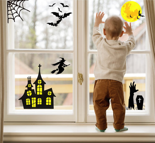 Halloween Haunted House Witch Window Stickers