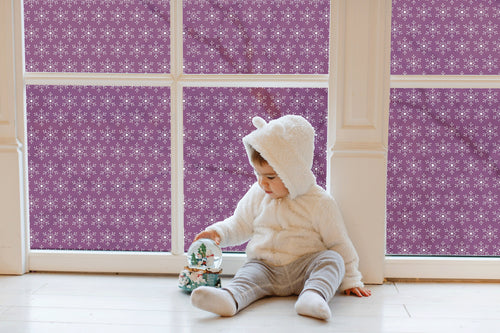 Purple Background Snowflakes Window Privacy Frosted Film