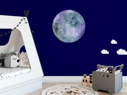 Large Purple Watercolour Full Moon Wall Sticker