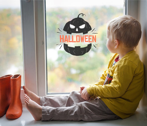 Halloween Text Pumpkin Mouth Window Sticker