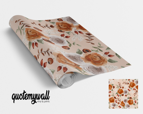 Peach Roses Poppy Seed Self Adhesive Vinyl