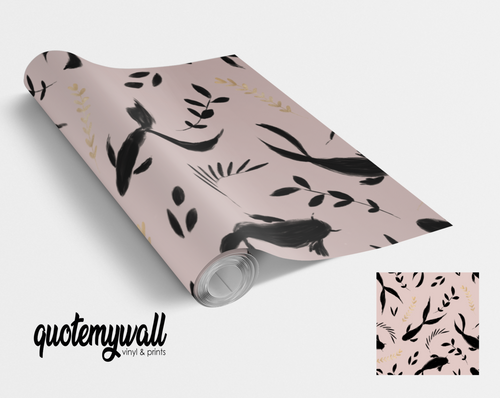 Blush Pink & Black Koi Carp Fish Self Adhesive Vinyl