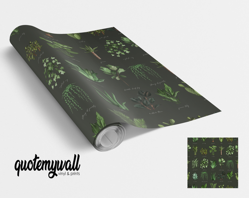 Dark Green Plant Names Identifier Chart Vinyl Furniture Wrap