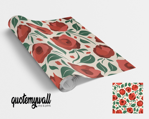 Red Roses Floral Self Adhesive Vinyl