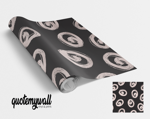 Black & Cream Doodle Swirl Circles Self Adhesive Vinyl