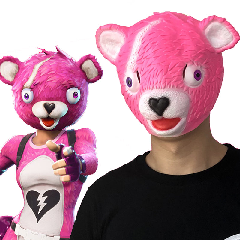 fortnite cuddle team leader mask cosplay funny animal pink bear cute latex masks helmet halloween party - bear team leader fortnite