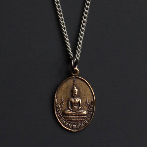 Bronze Oval Buddha Necklace