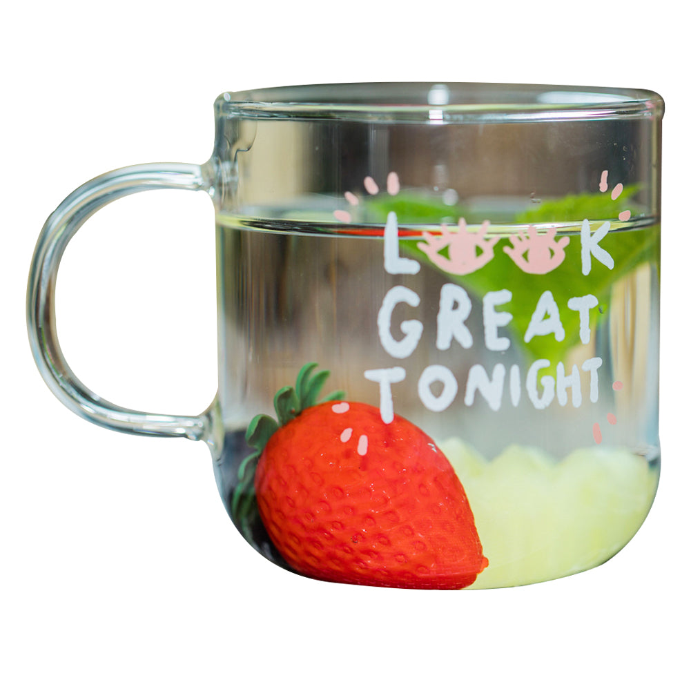 Glass Mug Water Milk Cup with Novelty Paintings