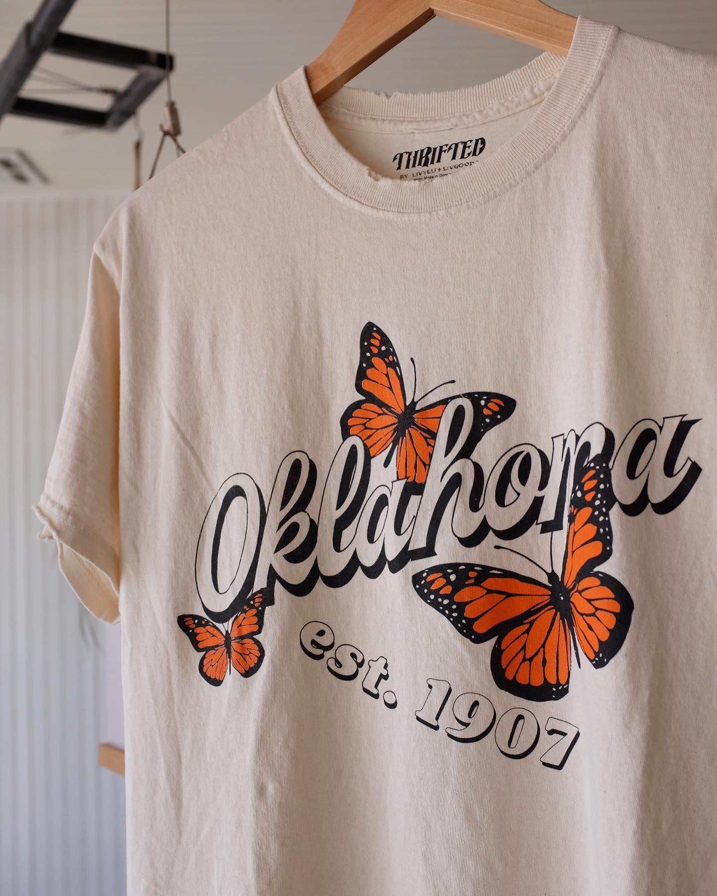 Butterfly Off White Thrifted Tee – Human Interaction