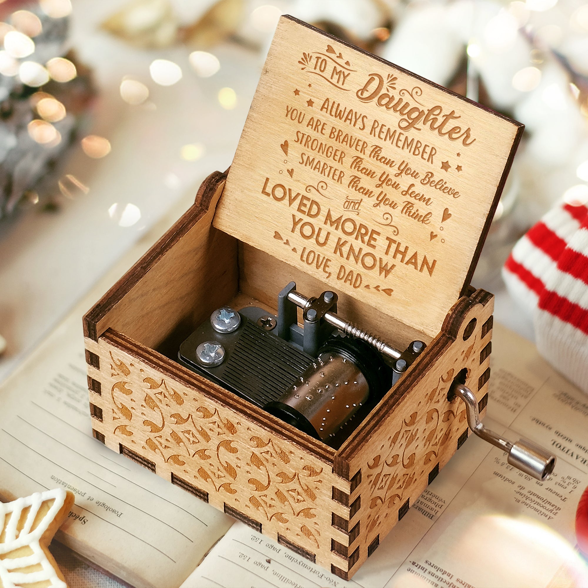 dad to daughter engraved music box