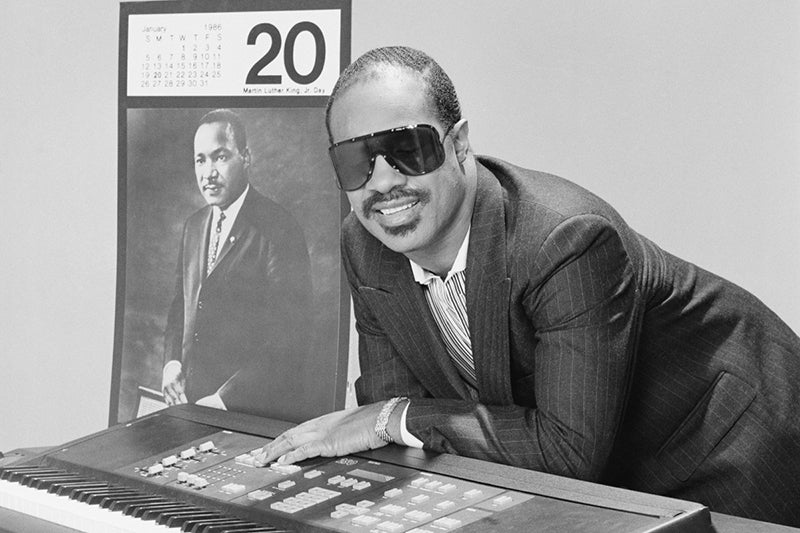 Stevie Wonder wearing sunglasses