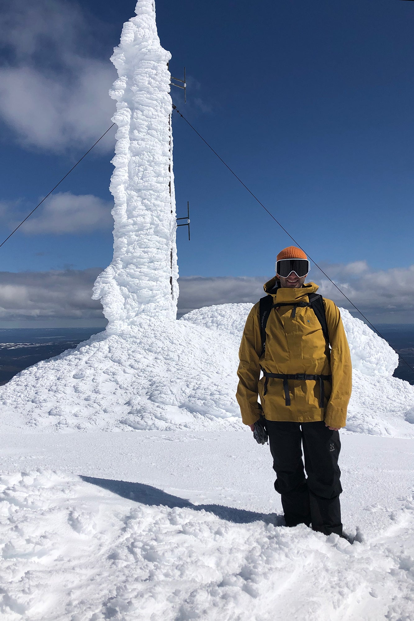 GLCO's Director of Operations Justin Steinhardt snowboarding in Sweden.