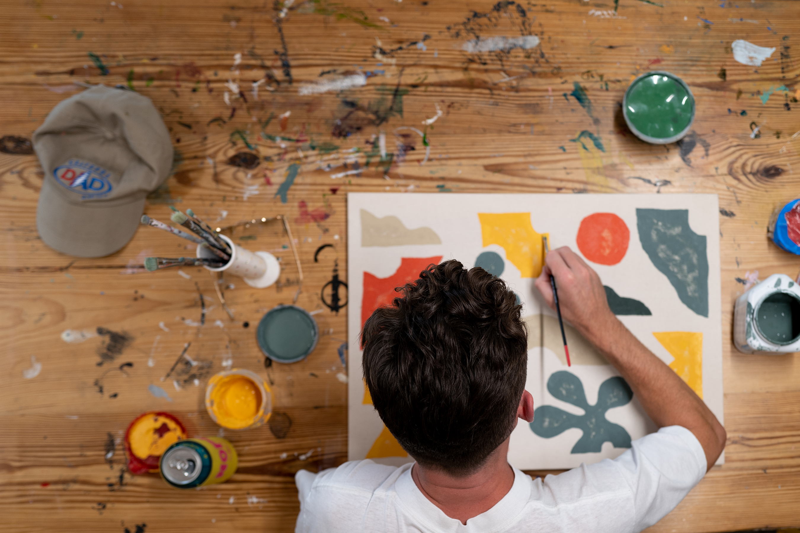 Overhead image of Will Bryant painting