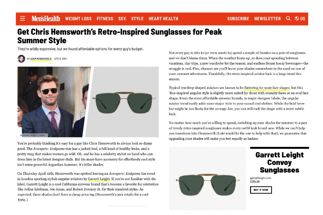 Chris Hemsworth Garrett Leight Convoy sunglasses in Mens Health