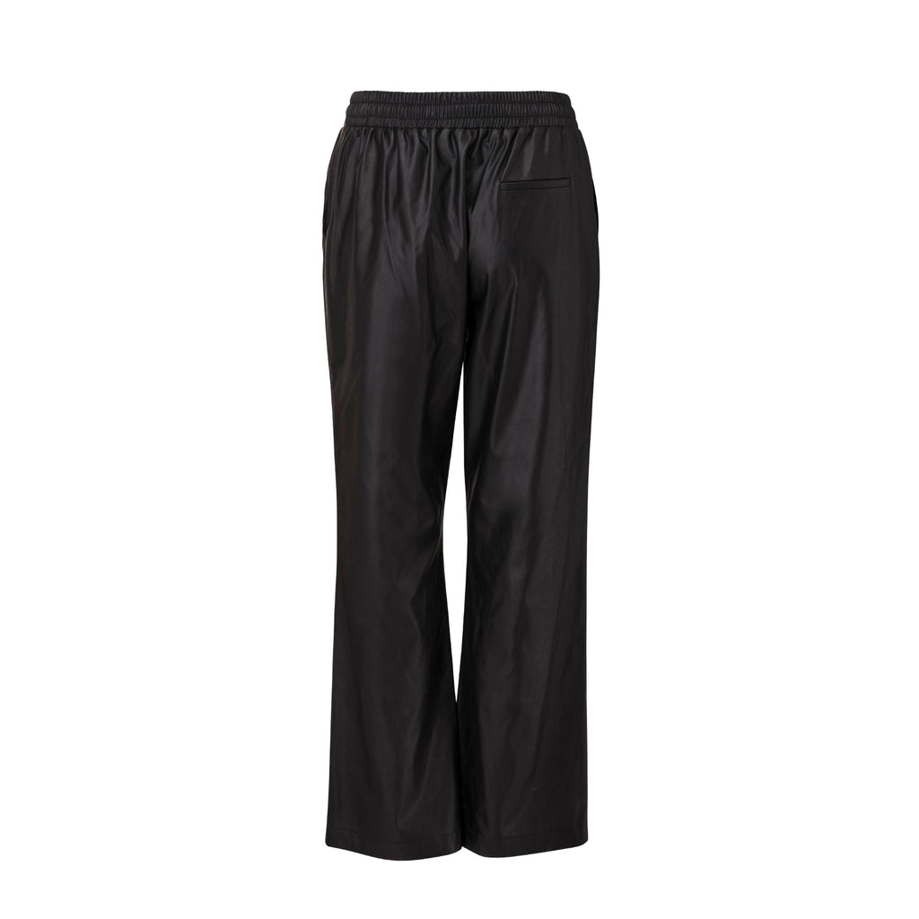 Lunaria Faux Leather Relaxed Fit Pants In Jet Black Color – Marei1998