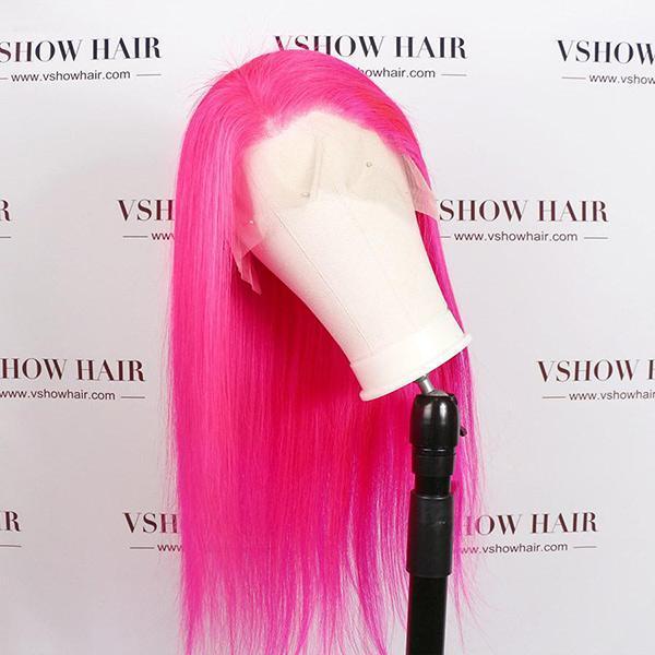 VSHOW Hot Pink Hair Long Hairstyles For Straight Hair Human Hair Wigs Near  Me Hair Color