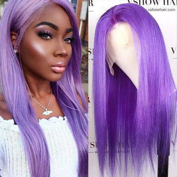 purple lace front wig human hair