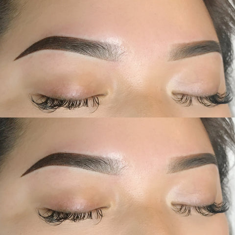 girl with ombre brow tattooing