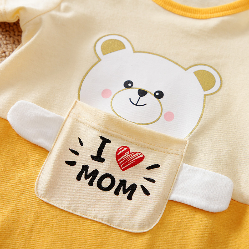 Baby Bear Letter Short Sleeve Romper wholesale baby clothing