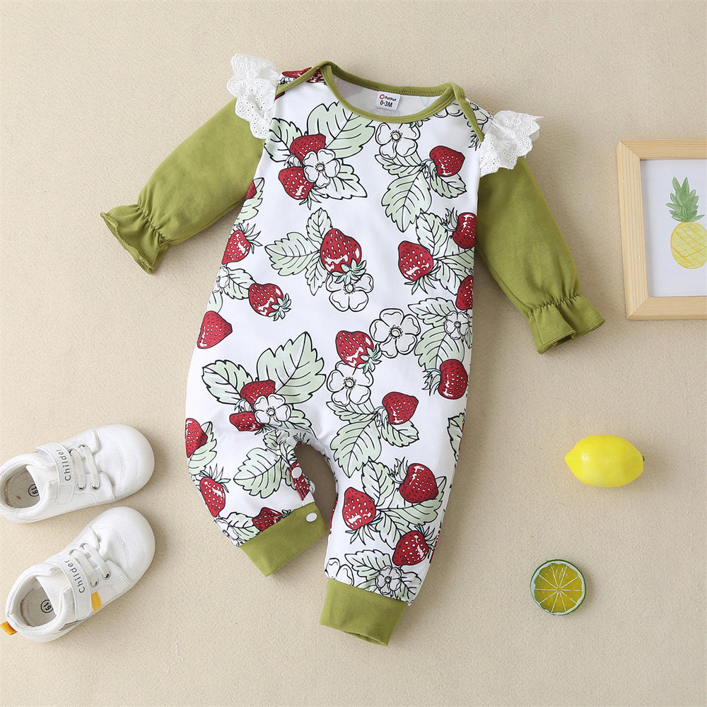 Baby Girls Strawberry Printed Long Sleeve Romper baby wholesale vendors