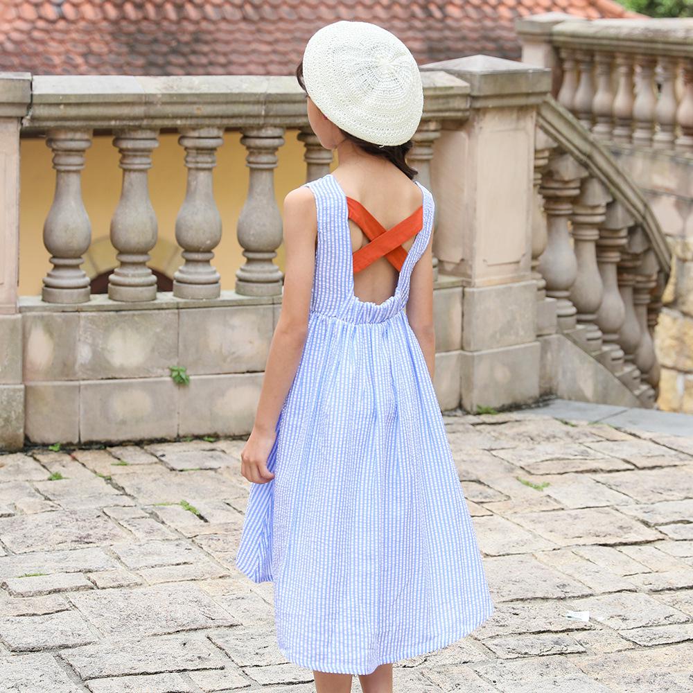 Girls Summer Girls' Sleeveless Striped Princess Skirt Wholesale Girl Clothing