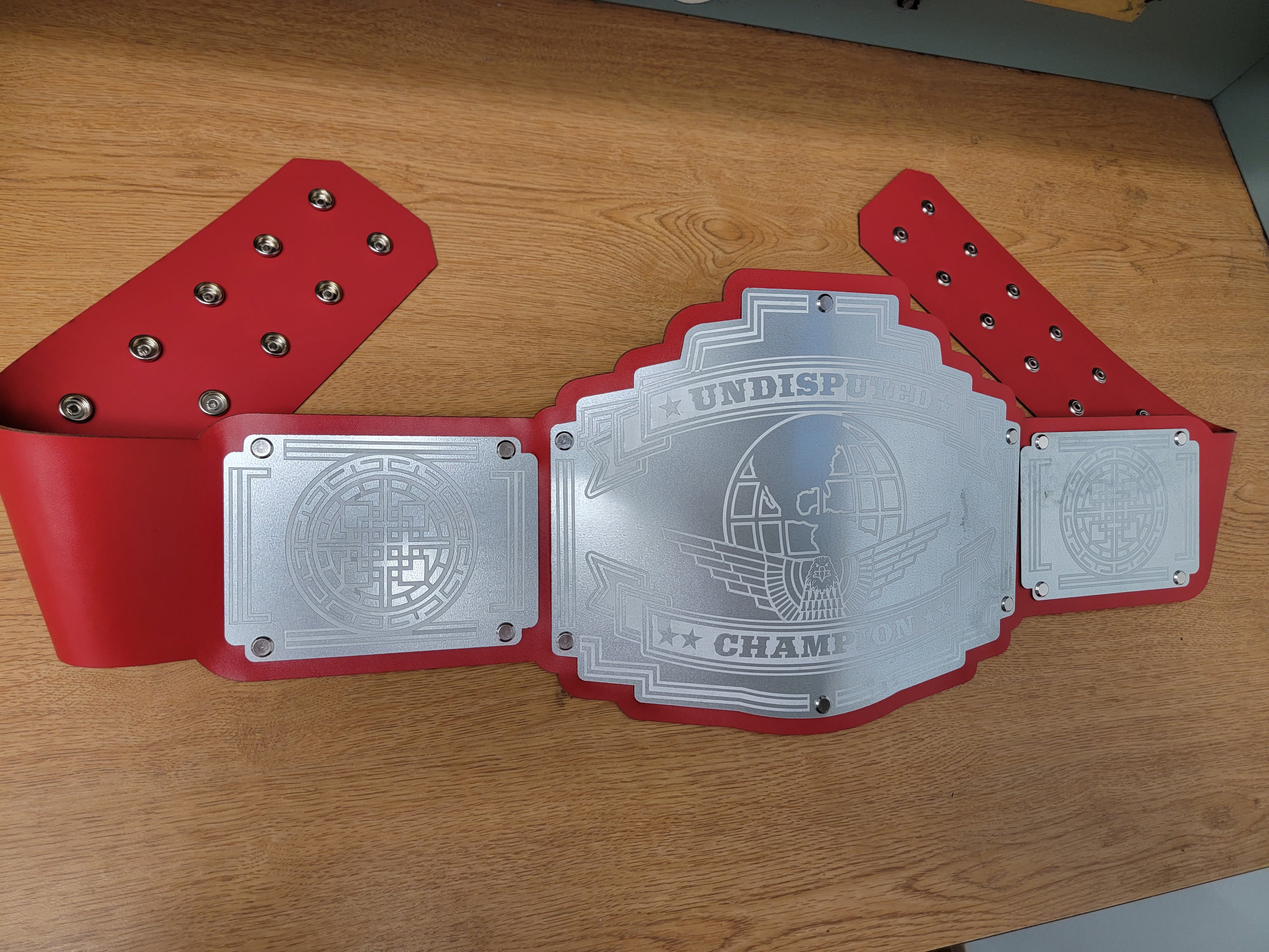 Undisputed Champion Red Strap- Bomber Series Budget Economy Model - Silver Plates