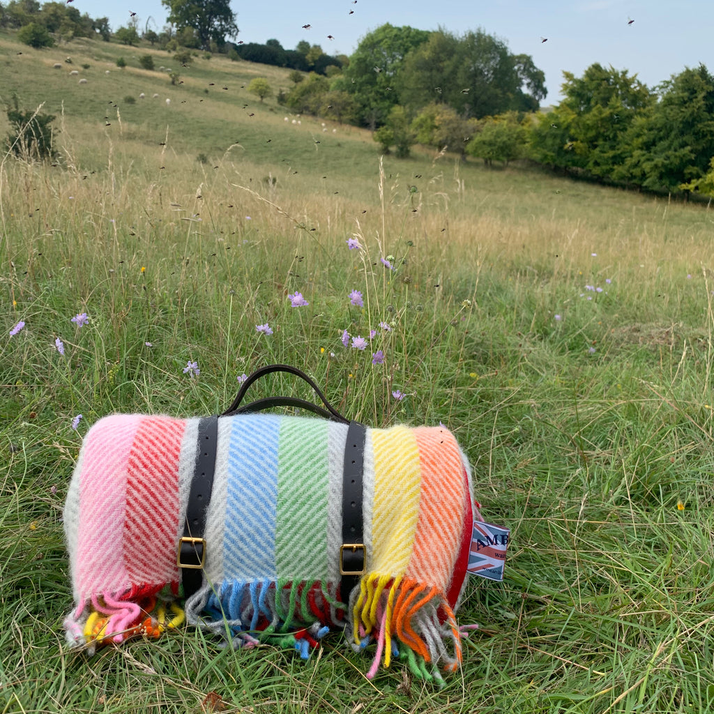 Rainbow Wool Picnic Blanket