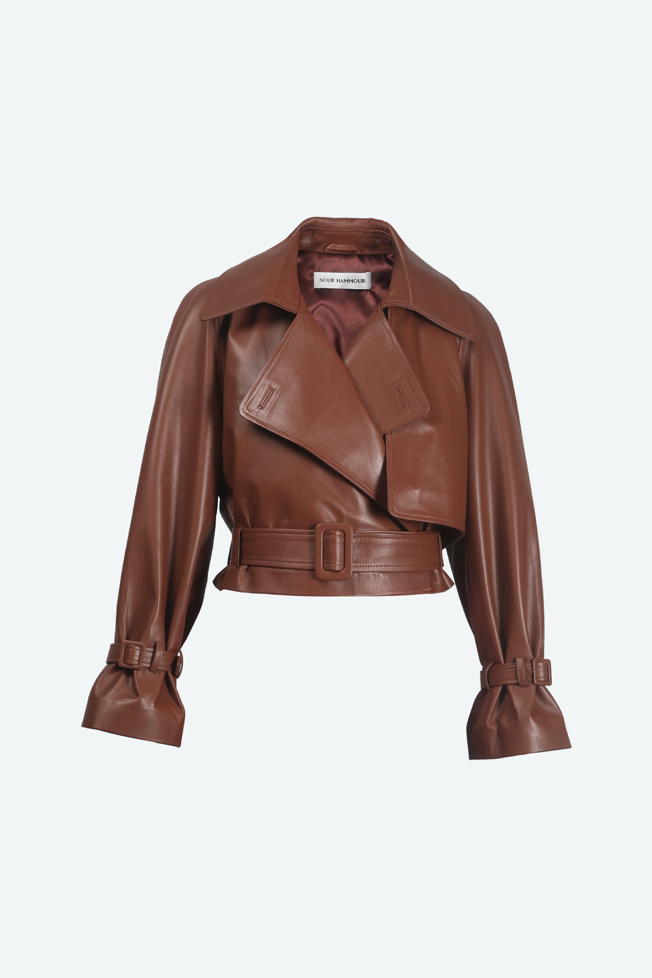 Hatti Earth Cropped Leather Jacket Packshot