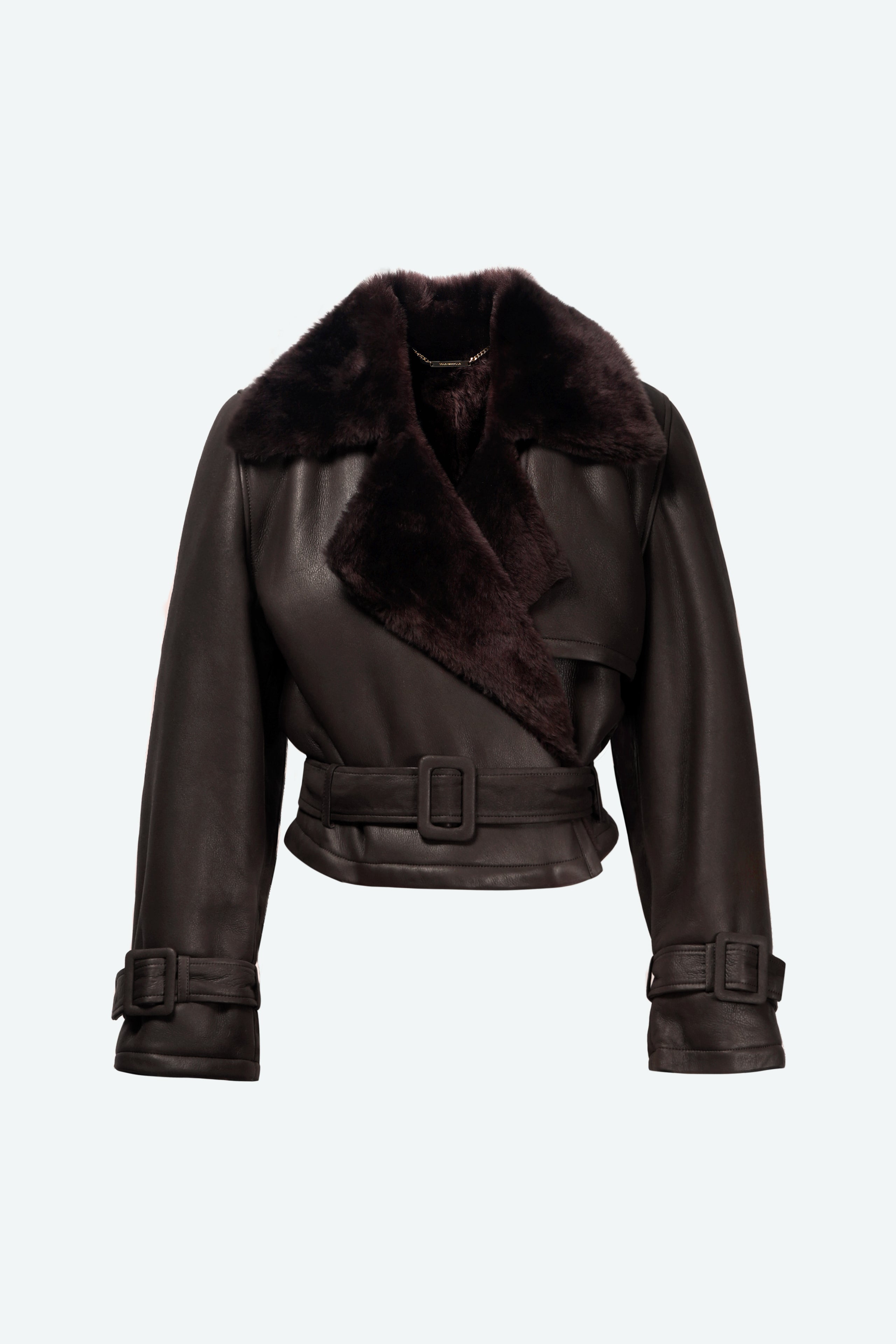 Hatti Shearling Chocolat Fondant Cropped Shearling Jacket Packshot