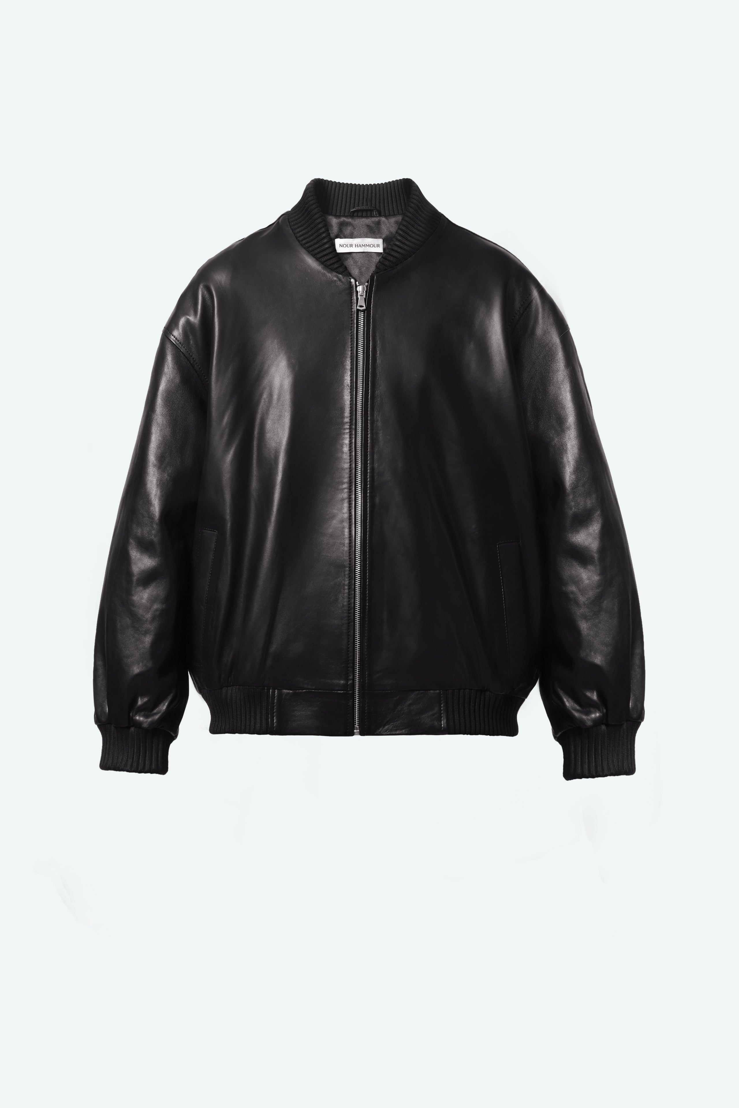 Marly Black Leather Bomber Jacket Packshot