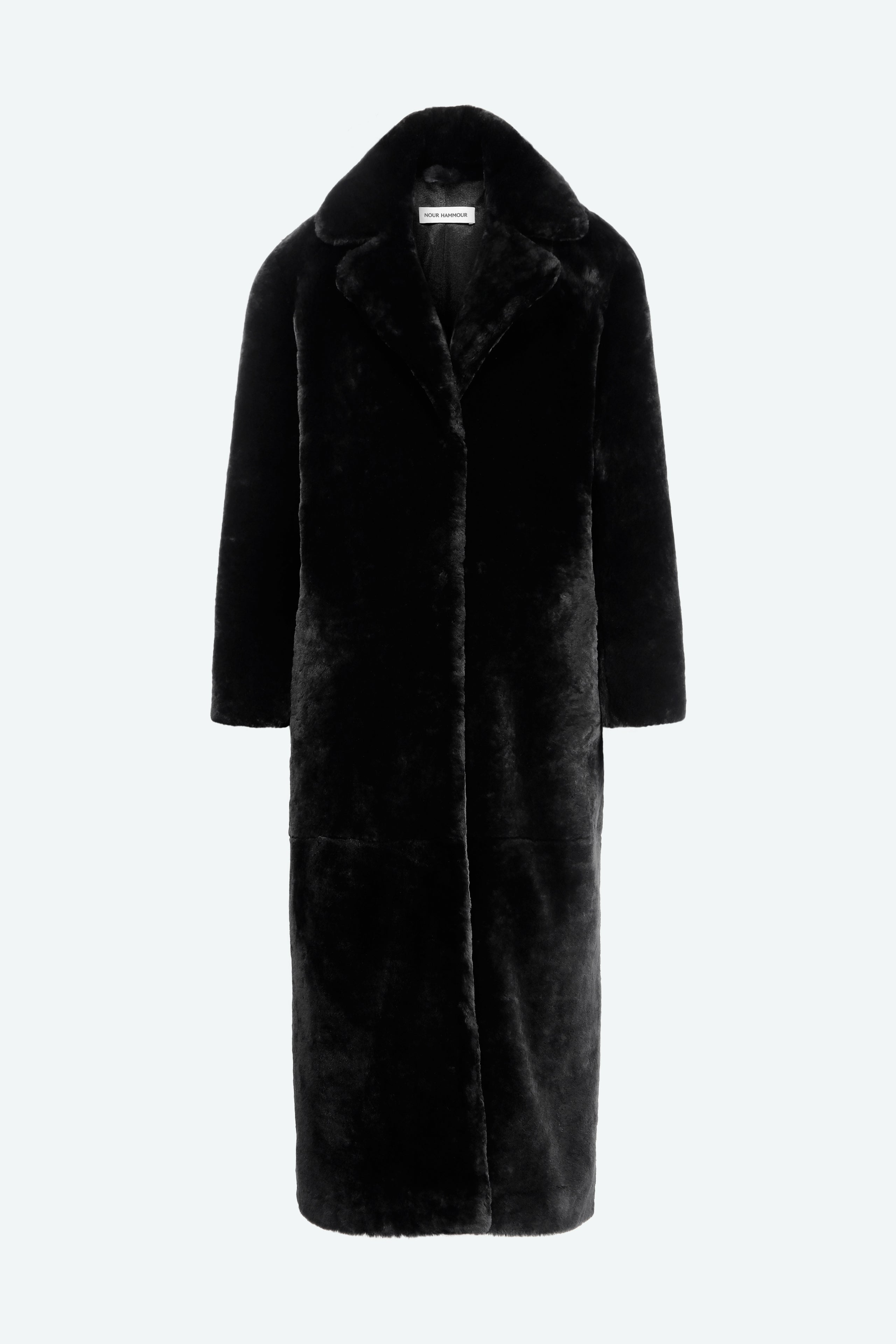 Mila Black Elegant Shearling Coat Packshot