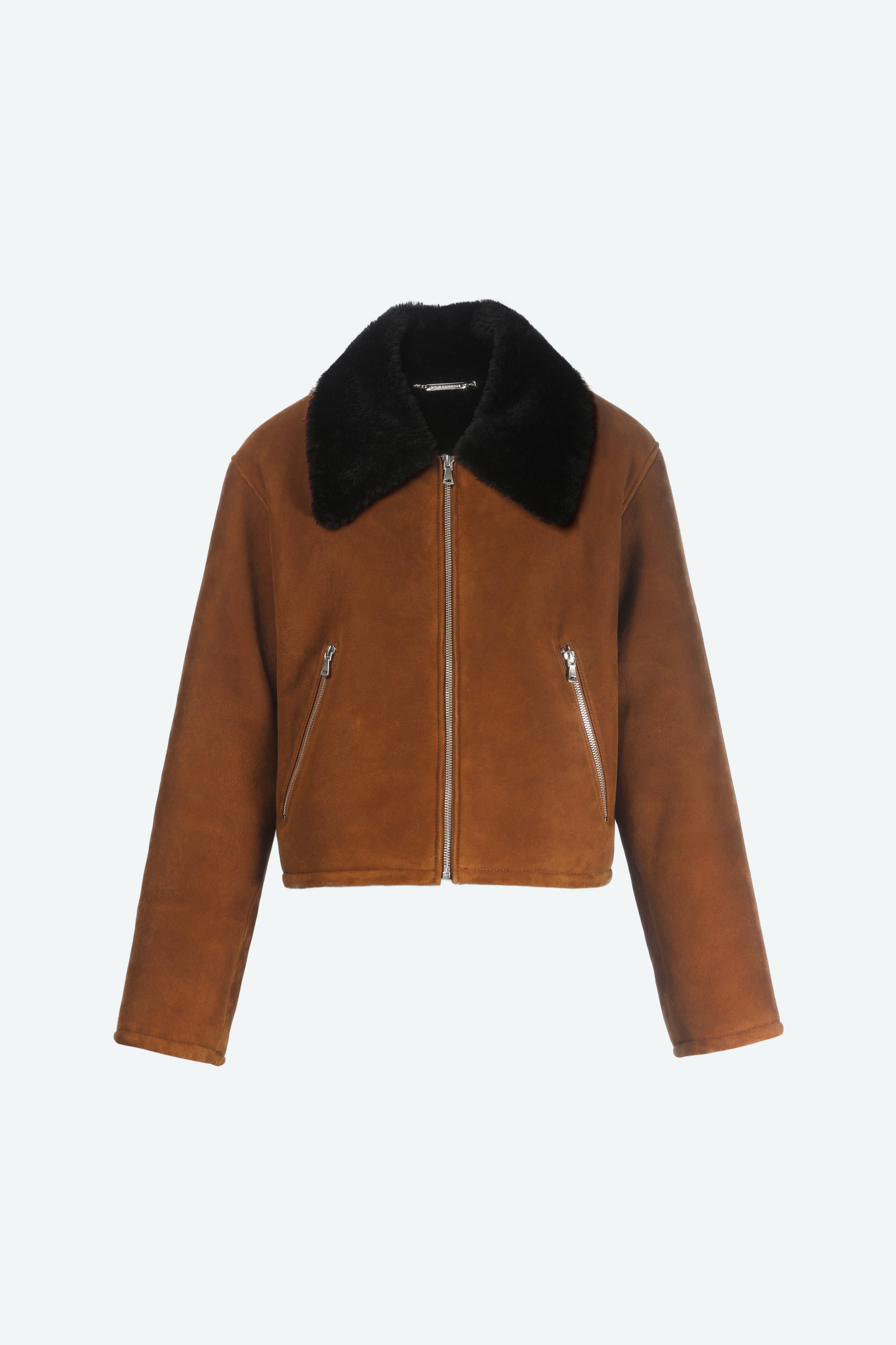 Nyla Cognac Black Everyday Shearling Jacket Packshot