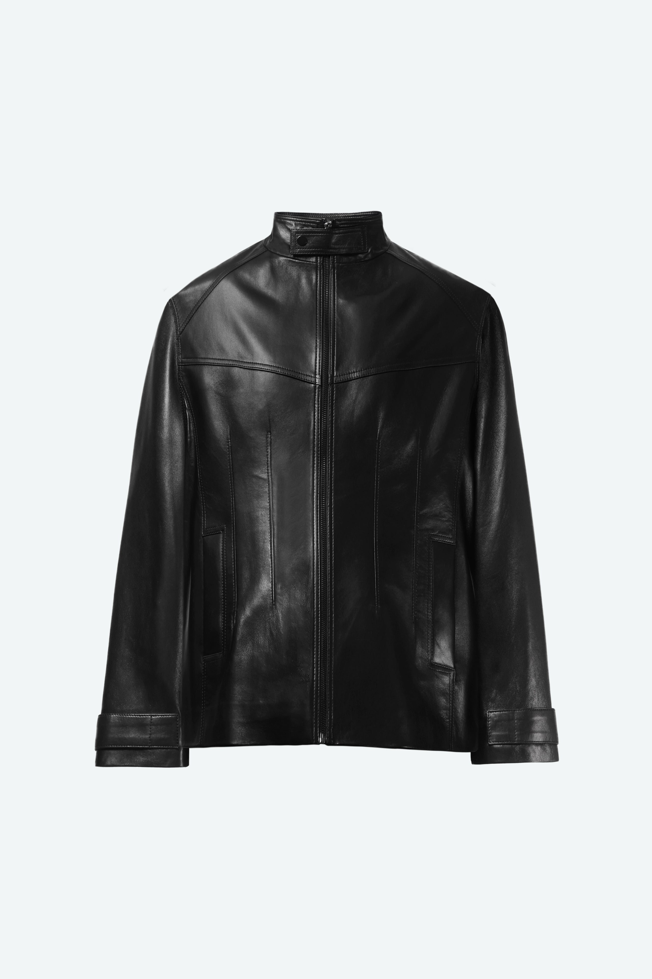 Rue Black Leather Bomber Jacket Packshot