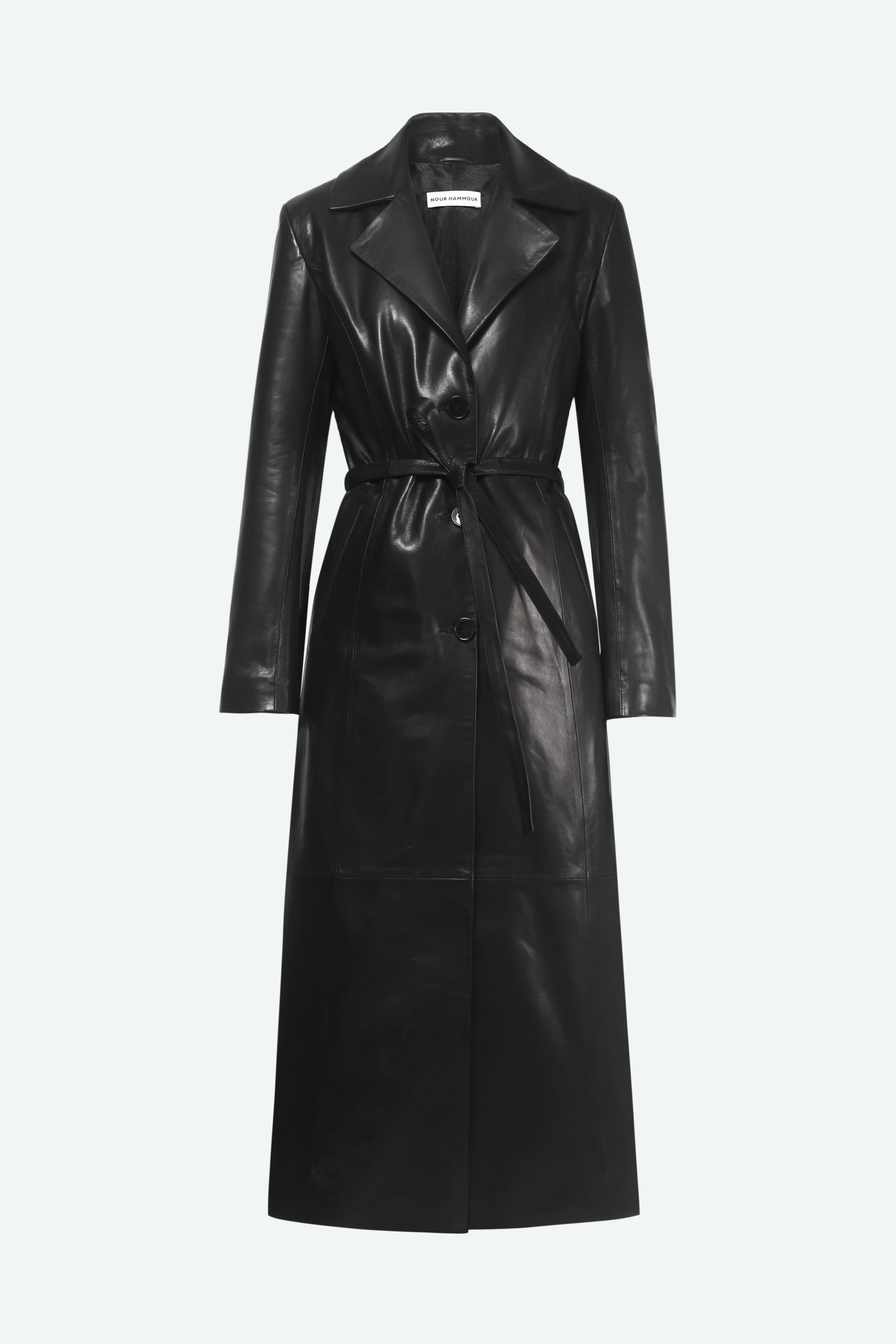 Tamara Black Belted Ladylike Coat Packshot