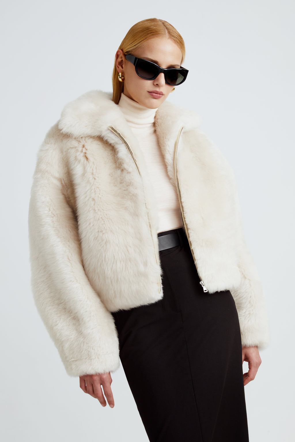 Tara Plush Shearling Bomber Jacket