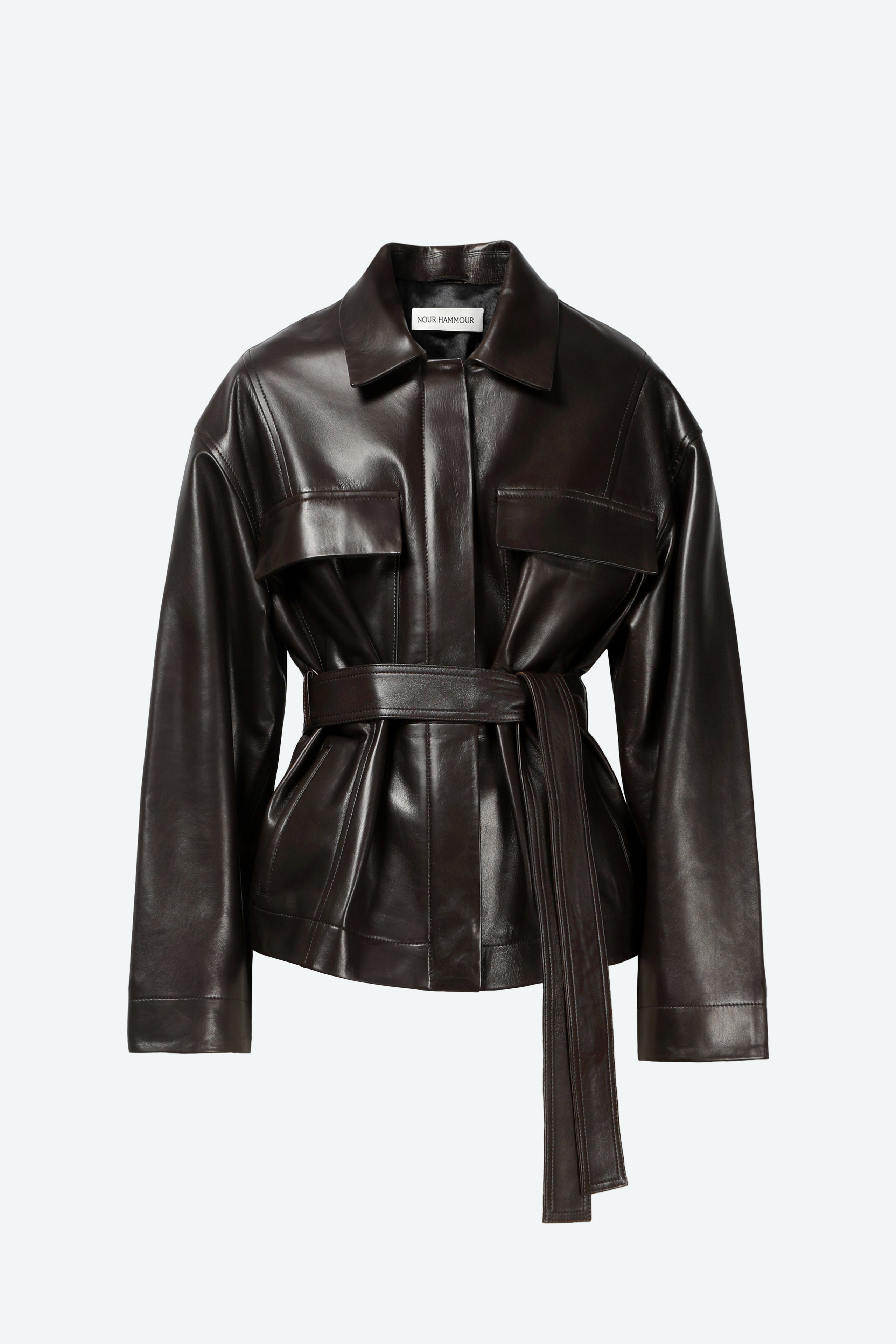 Tilda Syrup Belted Leather Jacket Packshot