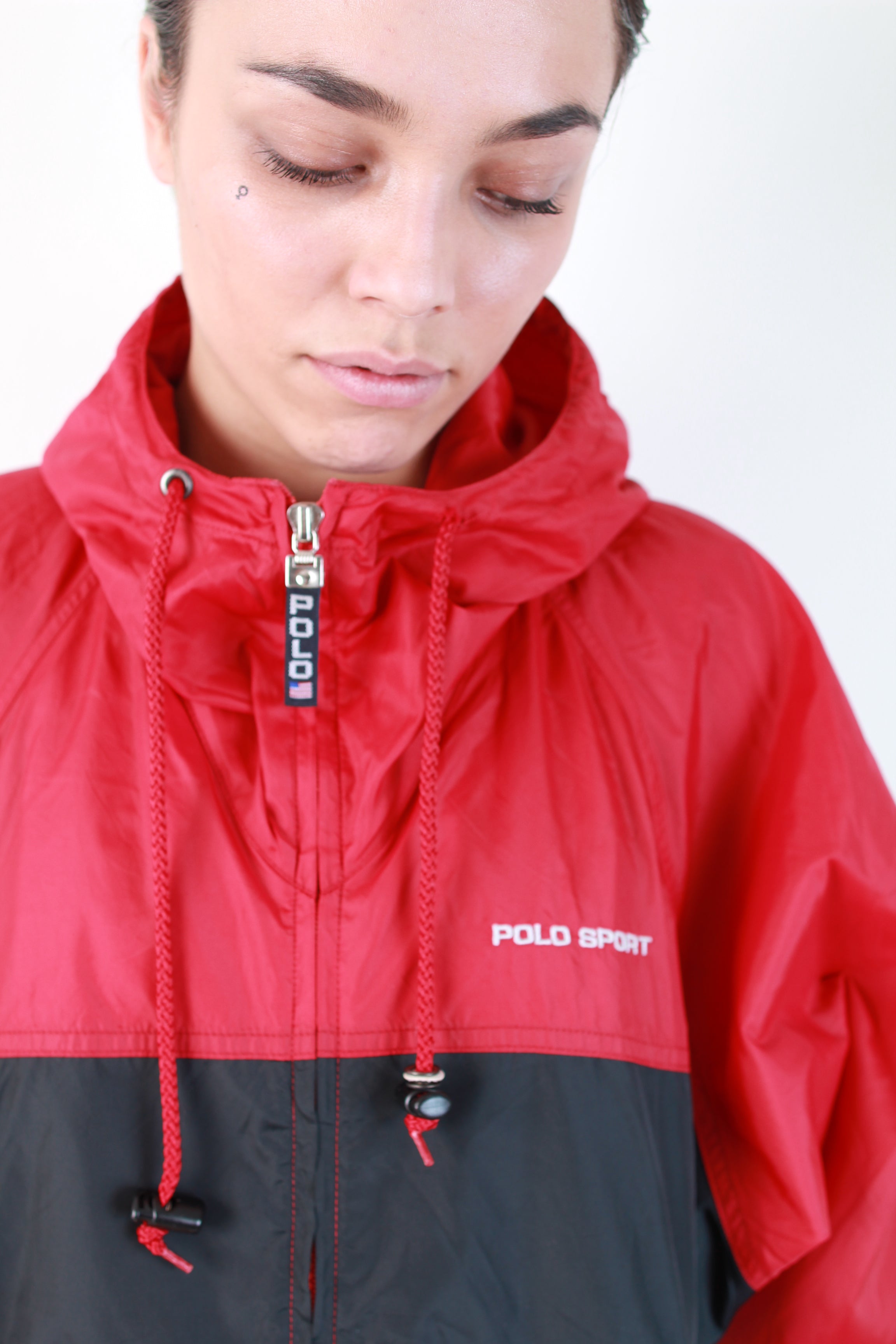 red polo windbreaker