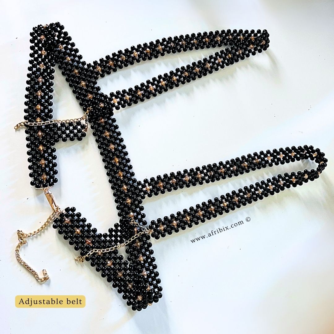 flyersetcinc Black Bead Body Harness - Ella