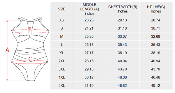 swimsuit size chart